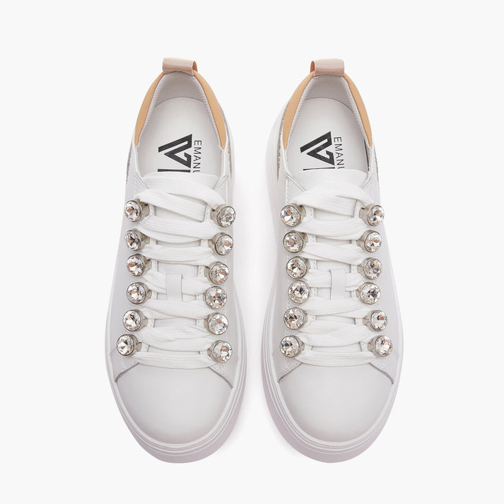 Emanuelle Vee Sneakers Platform 461P-901-13 - Pelle Bianca Tacco 5cm | Peccatidistile