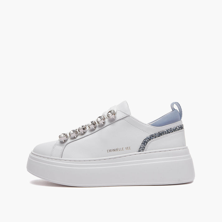 Emanuelle Vee Sneakers Platform 461P-901-13 - Pelle Bianca Tacco 5cm | Peccatidistile