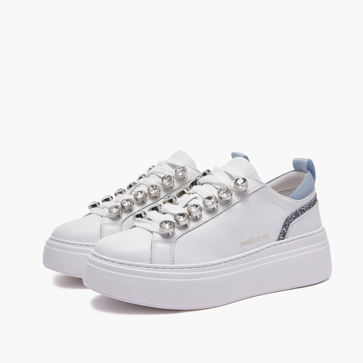 Emanuelle Vee Sneakers Platform 461P-901-13 - Pelle Bianca Tacco 5cm | Peccatidistile