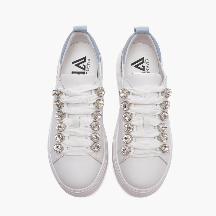 Emanuelle Vee Sneakers Platform 461P-901-13 - Pelle Bianca Tacco 5cm | Peccatidistile