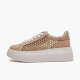 Emanuelle Vee Sneakers Platform 901 Beige - Mesh e Pelle 5cm | Peccatidistile