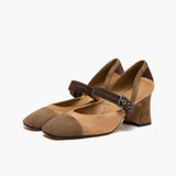 Décolleté Donna Emanuélle Vee Molly 403-15 Multicolor in Camoscio – Scarpe Color Block Punta Quadra con Tacco 8 cm e Cinturino
