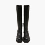 Stivali Alti Donna con Zeppa Emanuélle Vee Dalì 404-11 Nero in PU Stretch – Scarpe con Zeppa 8 cm e Zip