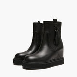 Tronchetti Donna con Zeppa Emanuélle Vee Dalì 404-19 Nero in Pelle – Stivaletti con Zeppa 8 cm e Nappina