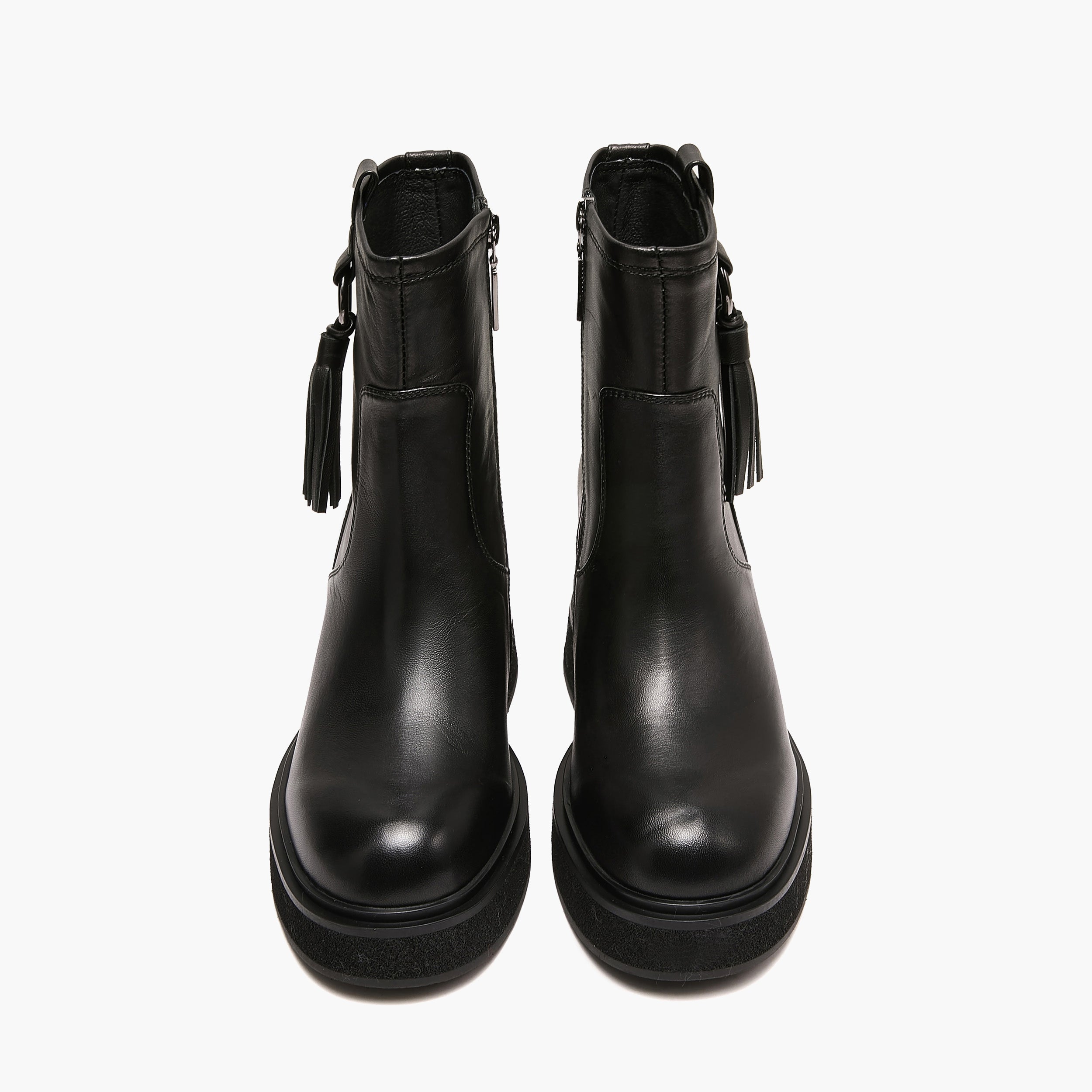 Tronchetti Donna con Zeppa Emanuélle Vee Dalì 404-19 Nero in Pelle – Stivaletti con Zeppa 8 cm e Nappina