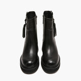 Tronchetti Donna con Zeppa Emanuélle Vee Dalì 404-19 Nero in Pelle – Stivaletti con Zeppa 8 cm e Nappina