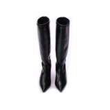 Stivali Alti Donna Emanuélle Vee Sissi 407-18 Nero in PU Stretch Lucido – Stivaletti Punta Sfilata e Tacco 5 cm con Zip Posteriore
