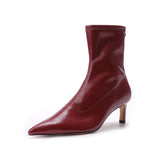 Tronchetti Donna Emanuélle Vee Bordeaux in Naplack – Stivaletti Punta Sfilata e Tacco Stiletto 5 cm con Zip Posteriore