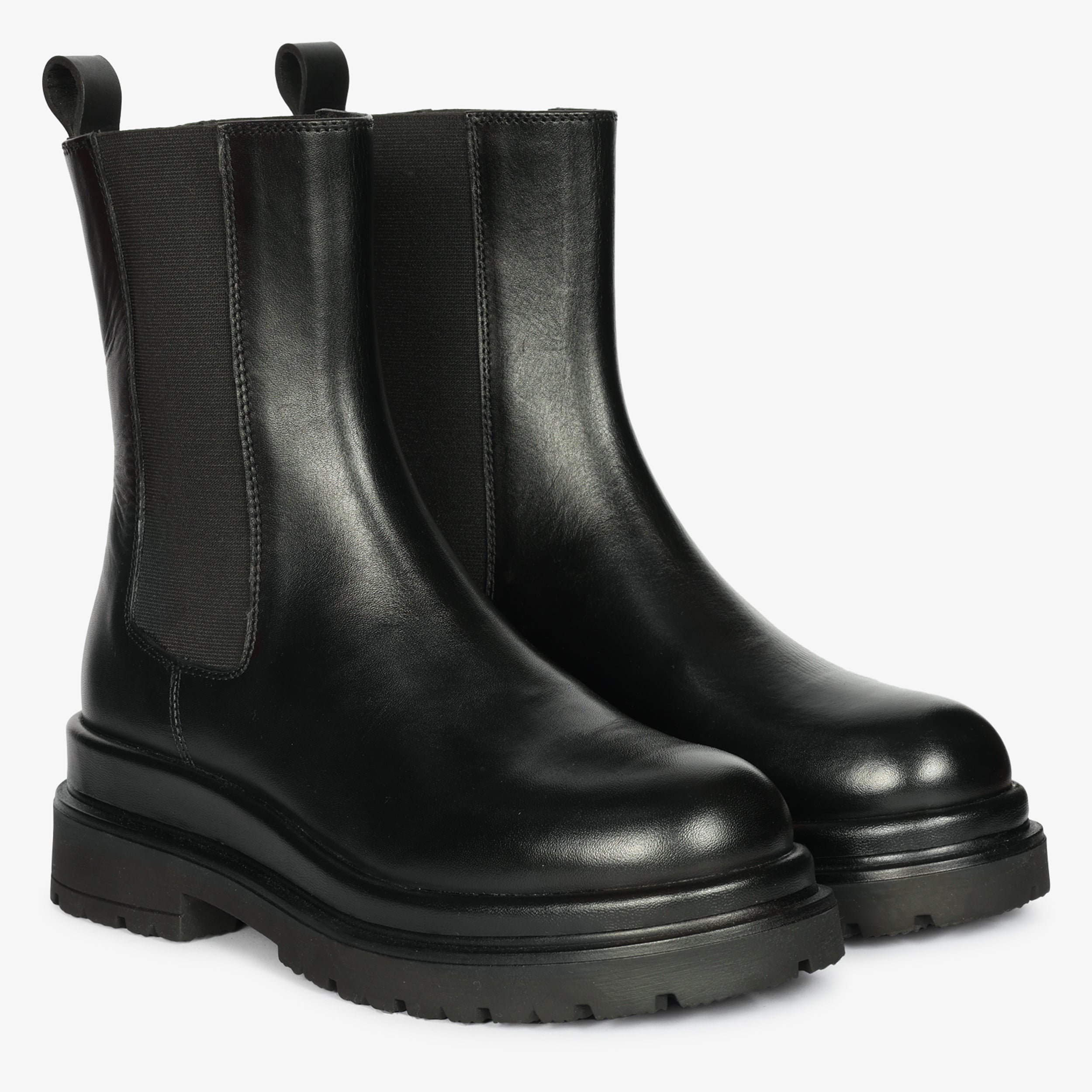 Stivaletti Beatles Donna Emanuélle Vee Thelma 409-15 Nero in Pelle – Chelsea Boots Chunky con Suola Stratificata 5 cm