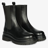 Stivaletti Beatles Donna Emanuélle Vee Thelma 409-15 Nero in Pelle – Chelsea Boots Chunky con Suola Stratificata 5 cm