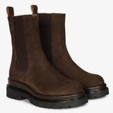 Stivaletti Beatles Donna Emanuélle Vee Thelma 409-15 in Camoscio – Chelsea Boots Chunky con Suola Carrarmato 5 cm e Bordo Marrone