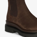 Stivaletti Beatles Donna Emanuélle Vee Thelma 409-15 in Camoscio – Chelsea Boots Chunky con Suola Carrarmato 5 cm e Bordo Marrone