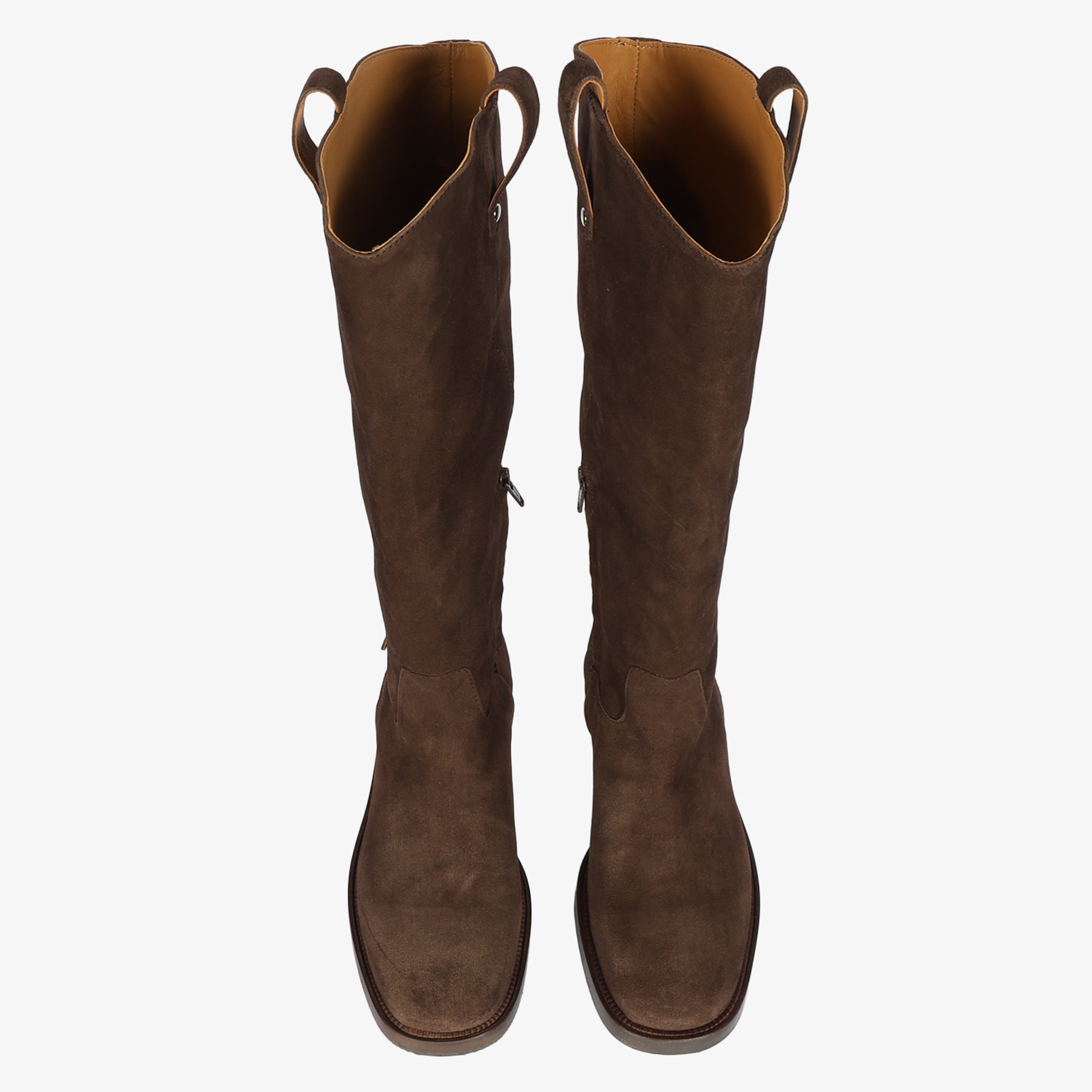 Stivali Alti Donna Emanuélle Vee Royale 412-15 Marrone in Camoscio – Boots con Cinturino e Tacco Basso 2,5 cm