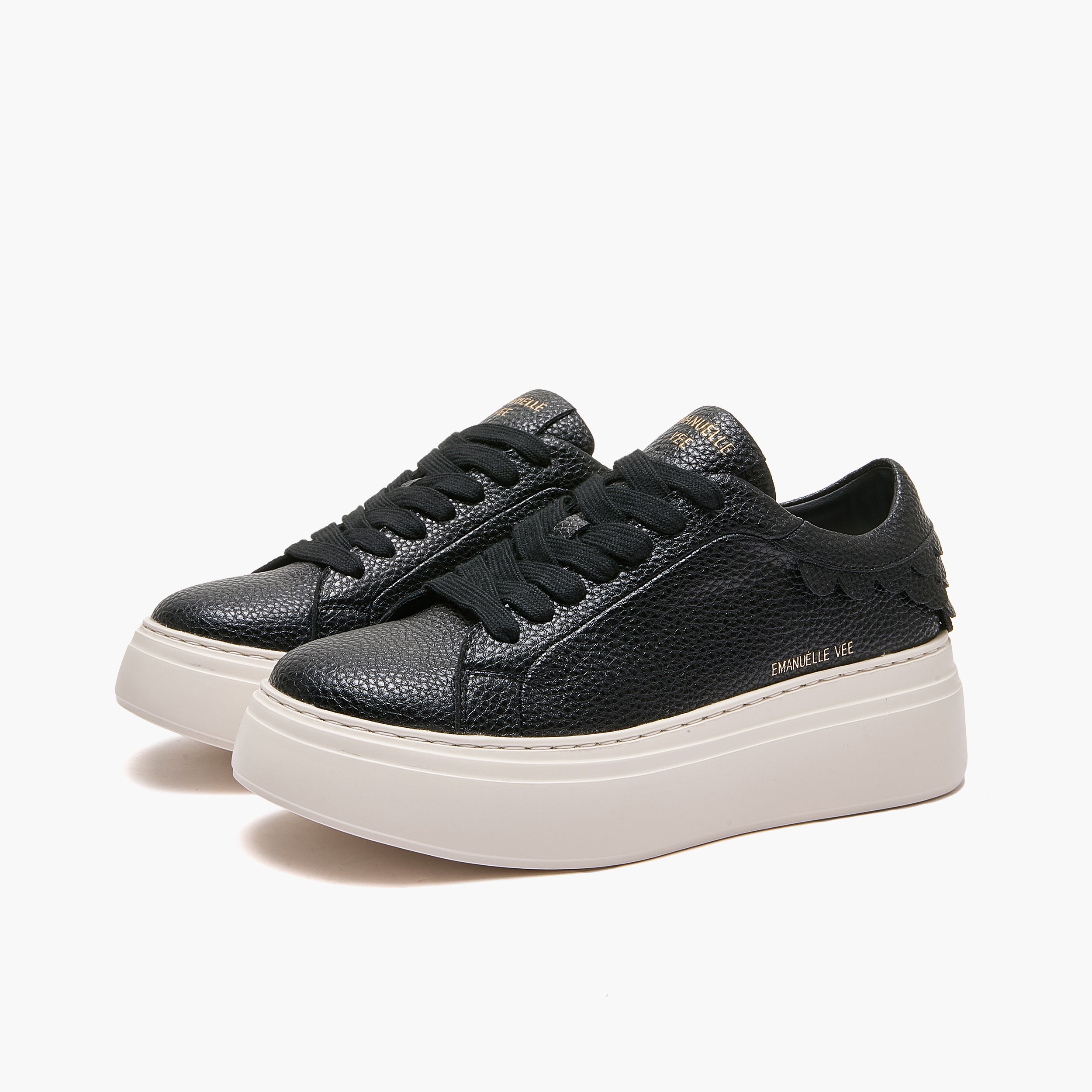 Sneakers Platform Donna Emanuélle Vee Bice 100-11 in Pelle nera Bottalata – Scarpe Casual-Glam Suola Alta 5,5 cm