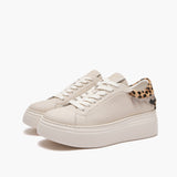 Sneakers Platform Donna Emanuélle Vee Bice 100-11 Avorio – Scarpe con Dettaglio Cavallino Maculato e Pelle Argento