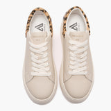 Sneakers Platform Donna Emanuélle Vee Bice 100-11 Avorio – Scarpe con Dettaglio Cavallino Maculato e Pelle Argento