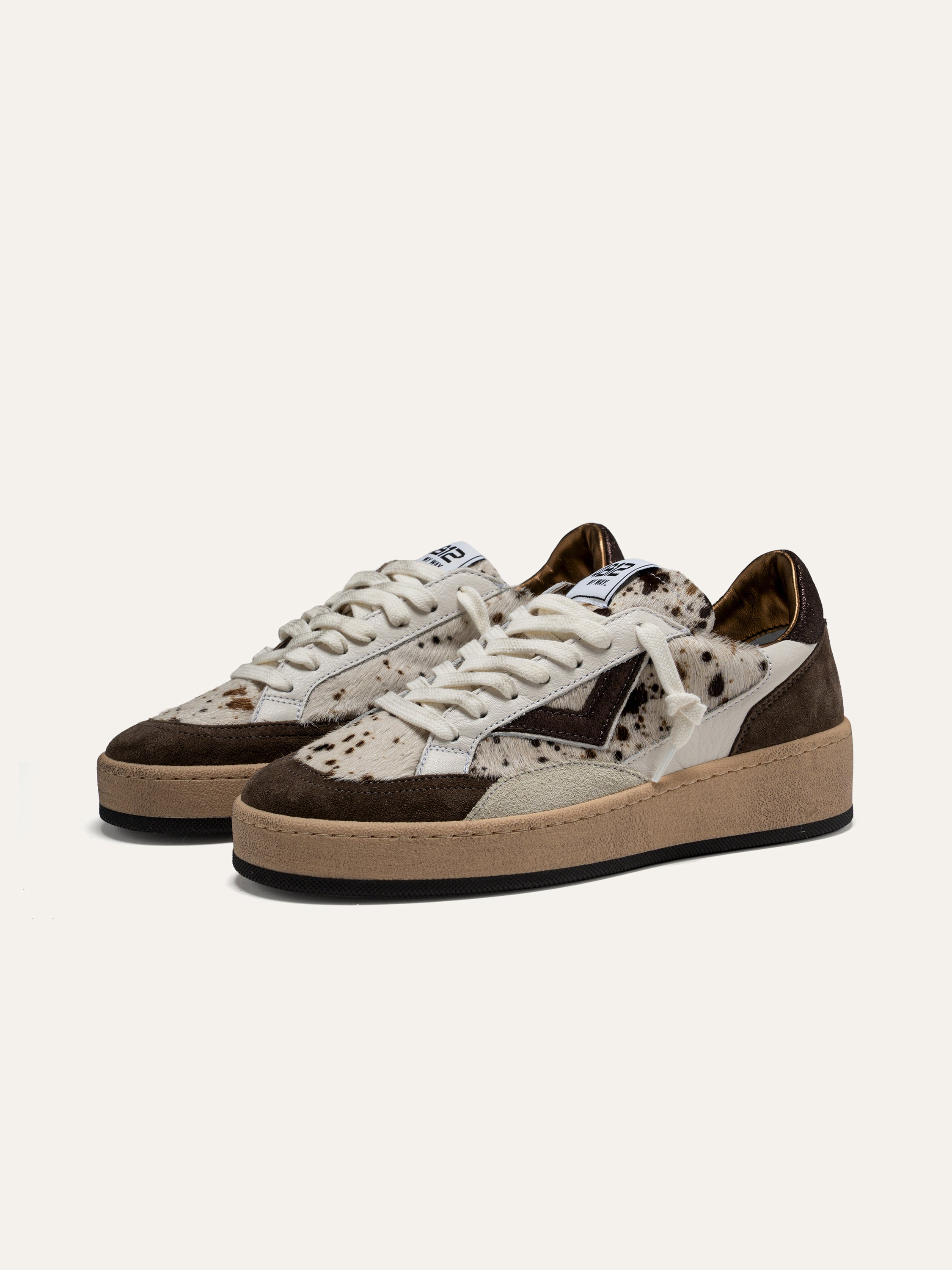 Sneakers Donna 4B12 Playnewsky Bianca in Cavallino Maculato – Platform 3 cm con Dettagli Animalier
