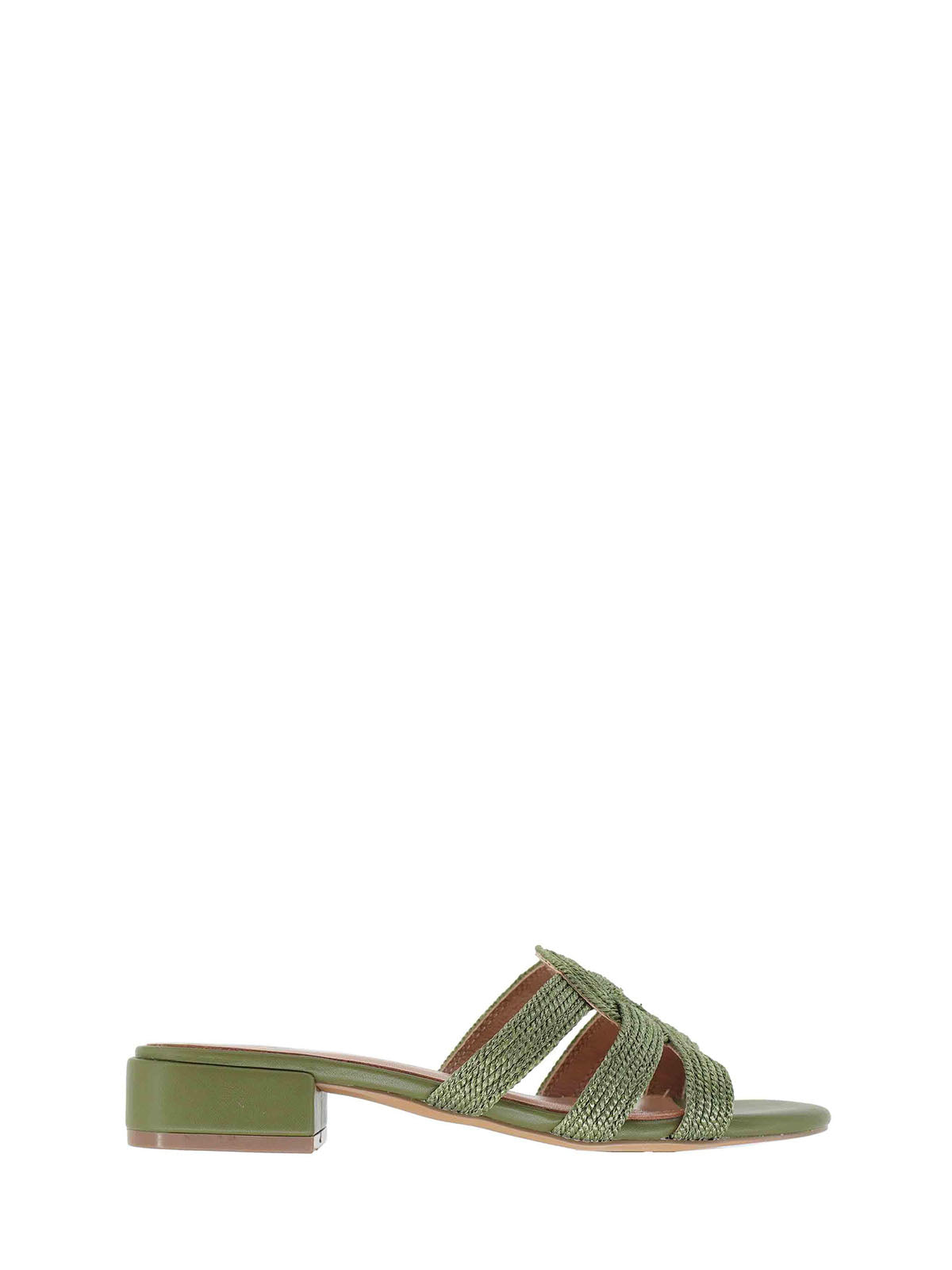 Ciabatta tacco basso verde fascia intrecciata Bibi Lou