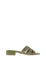 Ciabatta tacco basso verde fascia intrecciata Bibi Lou