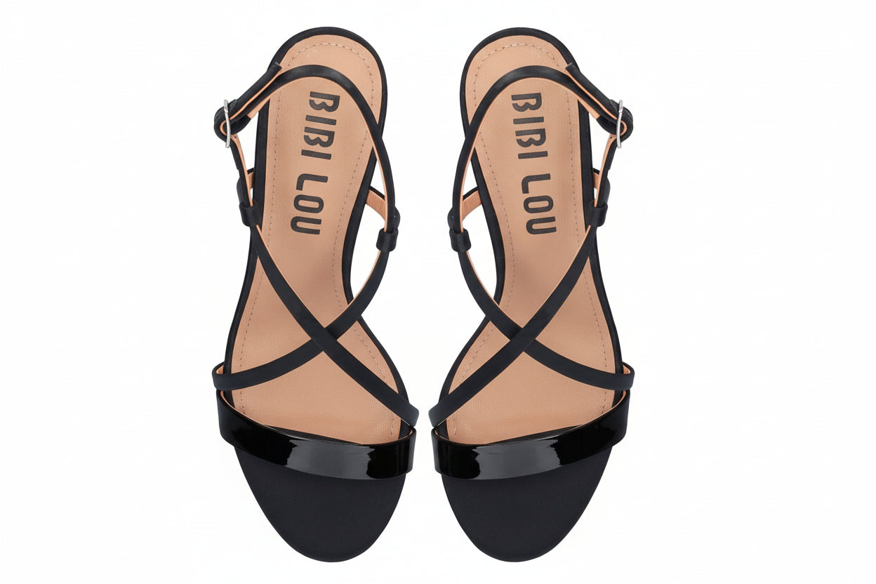 Sandalo Bibi Lou Zafiro – Tacco Sottile e Vernice Nera Glossy