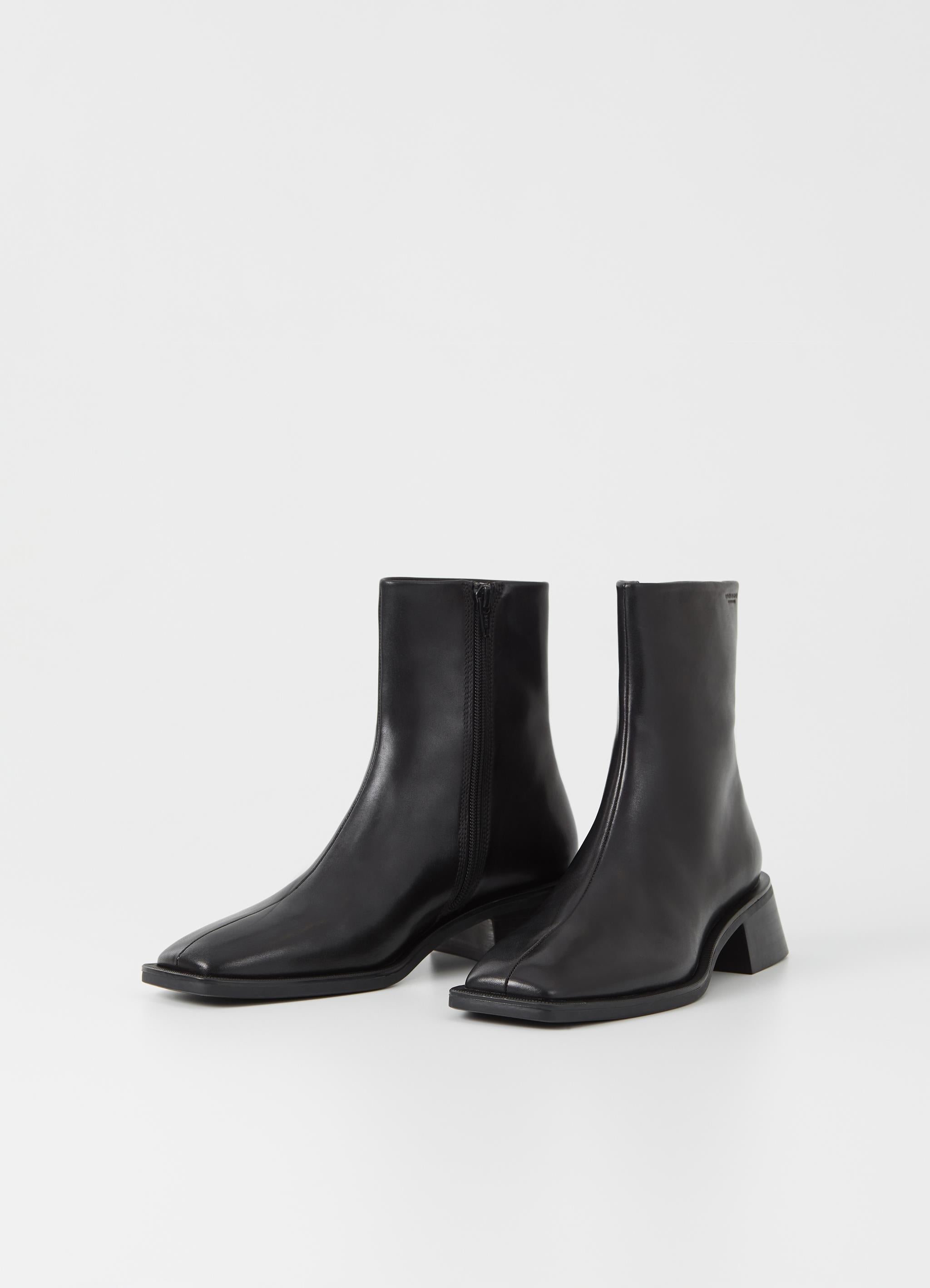 Stivaletti Donna Vagabond Blanca in Pelle Nera – Stivaletti con Punta Squadrata e Tacco 47 mm