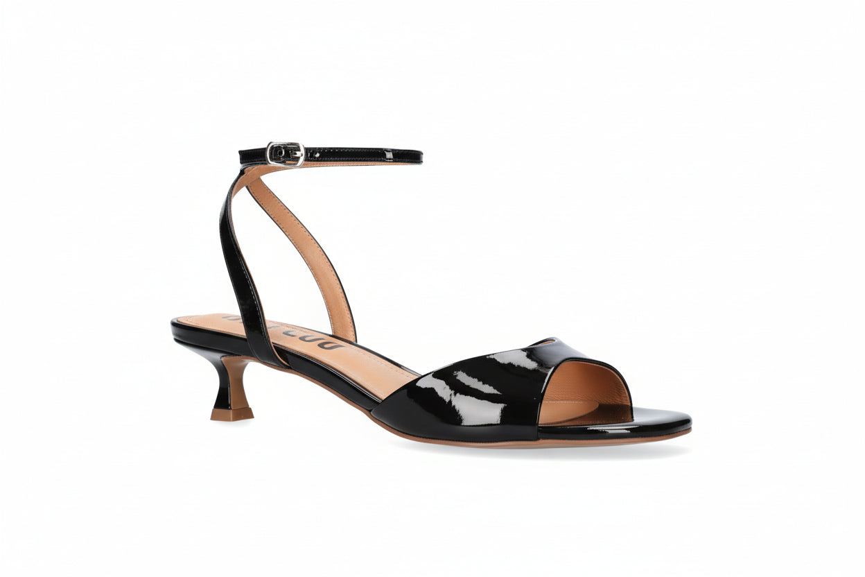Sandali Bibi Lou Wen 88548 Nero Vernice – Sandalo con Tacco a Rocchetto e Cinturino
