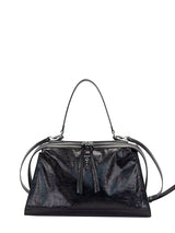 Borsa a Spalla Donna Nora-E Metis Grande in Pelle Crackle – Borsa Trapezoidale con Zip e Tracolla