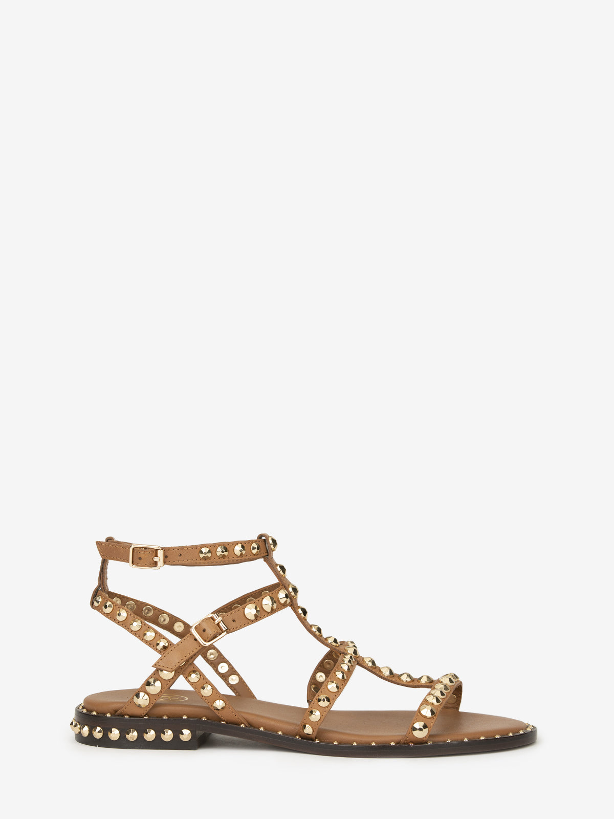 Sandalo Precious cuoio con borchie oro Ash