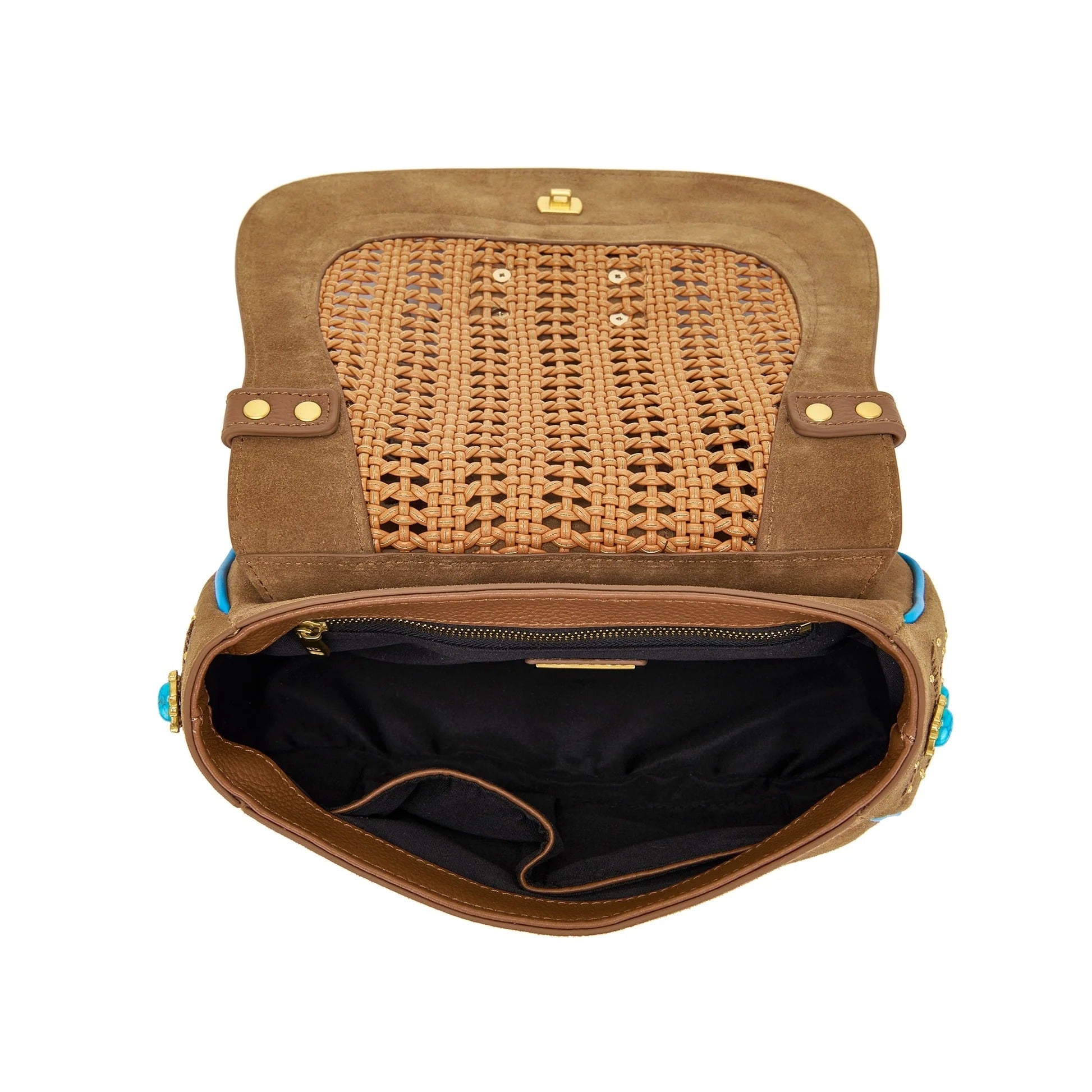 Borsa a Mano La Carrie in Pelle Scamosciata Cuoio – Hobo Bag con Dettagli Gold