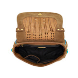 Borsa a Mano La Carrie in Pelle Scamosciata Cuoio – Hobo Bag con Dettagli Gold