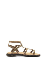 Sandali Ash Precious Cuoio: Il Flat Elegante con Borchie e Listini Incrociati