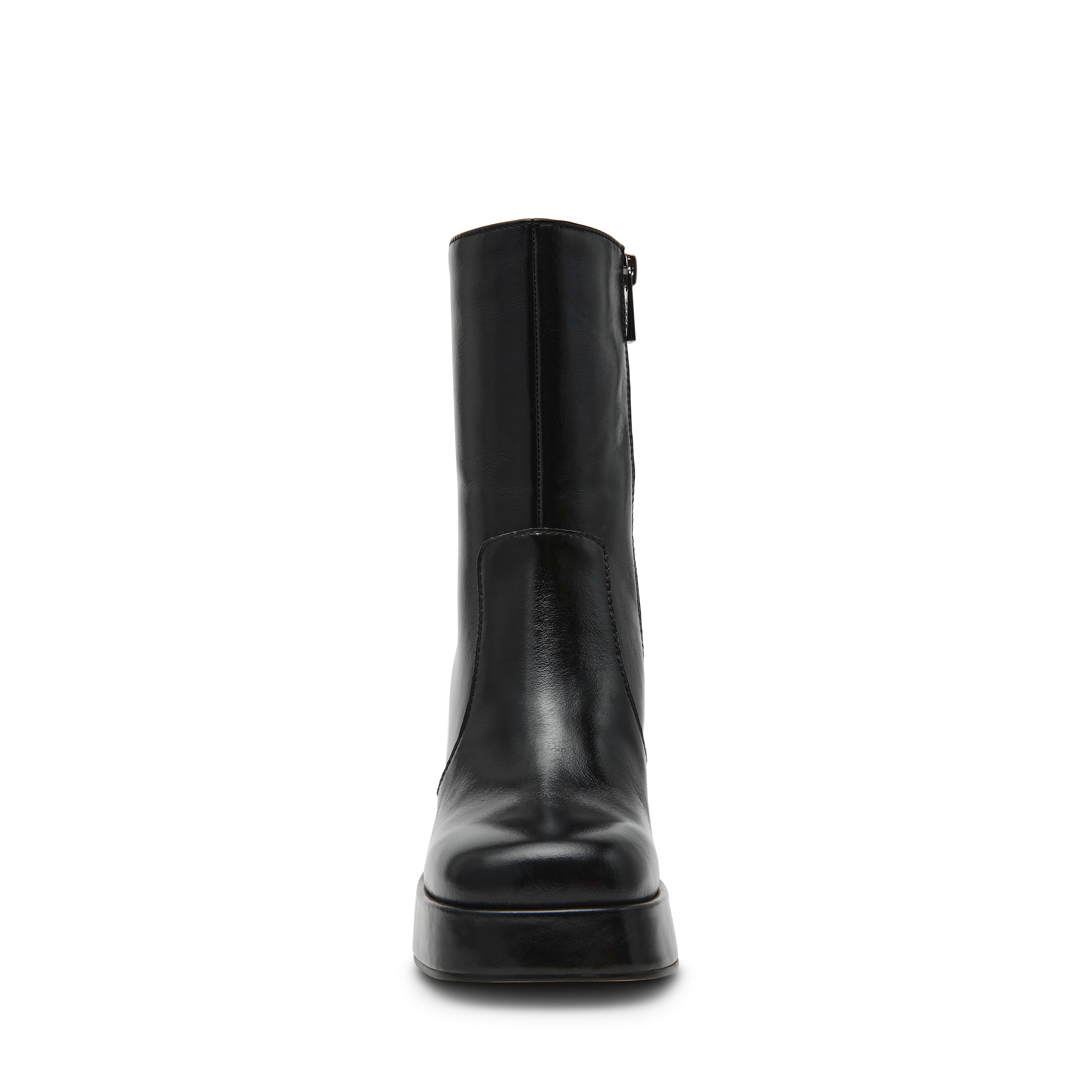 Stivaletti Donna Steve Madden Echos Nero in Pelle – Tronchetti con Tacco 9 cm, Plateau e Zip