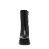 Stivaletti Donna Steve Madden Echos Nero in Pelle – Tronchetti con Tacco 9 cm, Plateau e Zip
