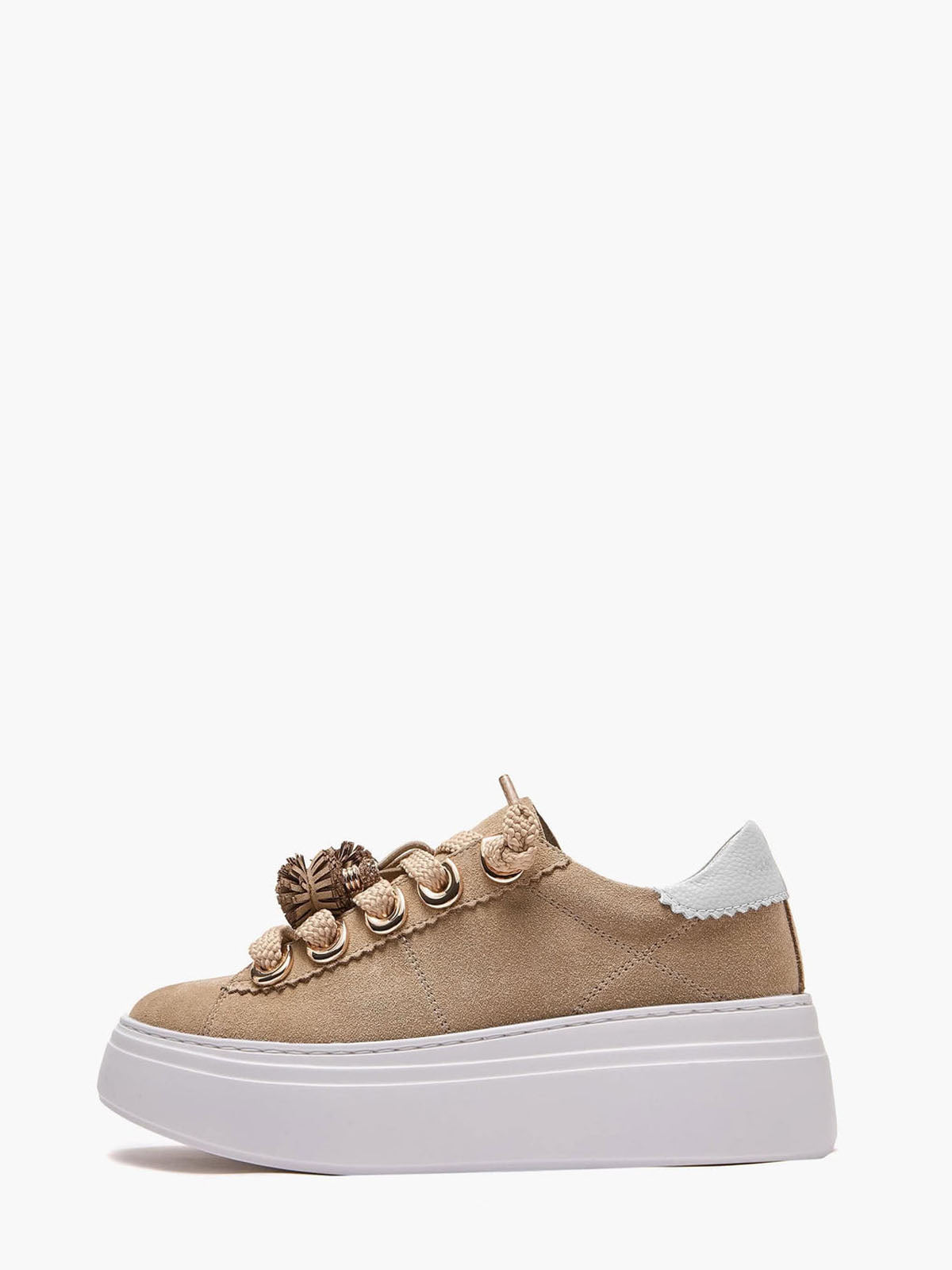 Sneakers Emanuelle Vee in Camoscio Beige – Sneaker Basse in Camoscio con Dettagli Glam