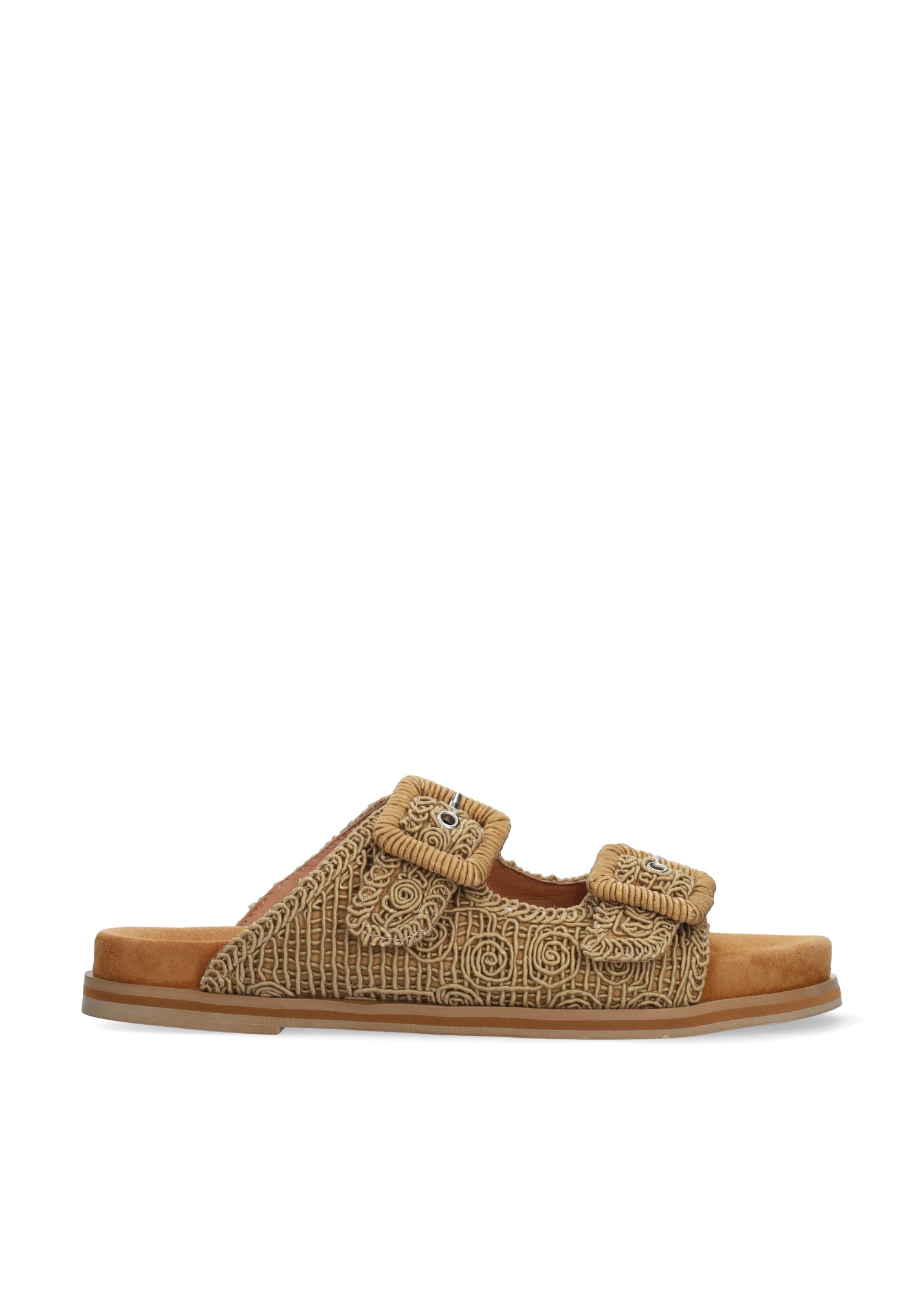 Ciabatta Dalila, doppia fascia in macrame beige BIbi Lou