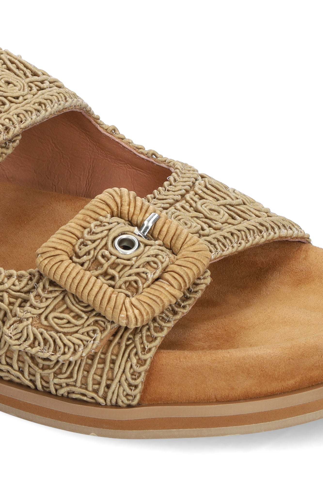 Ciabatta Dalila, doppia fascia in macrame beige BIbi Lou