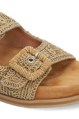 Ciabatta Dalila, doppia fascia in macrame beige BIbi Lou