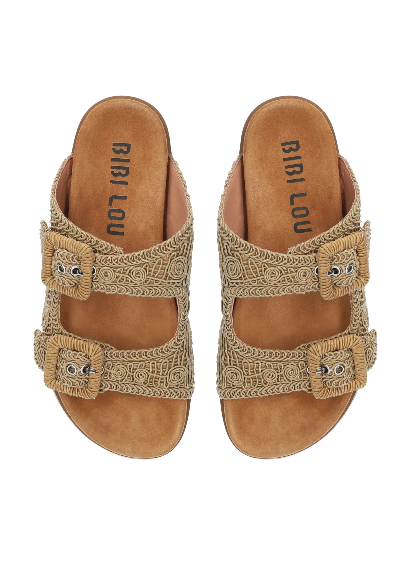 Ciabatta Dalila, doppia fascia in macrame beige BIbi Lou