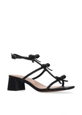 Sandalo basso nero, con strass e fiocchetti Bibi Lou