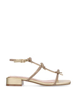 Sandalo Gioiello Bibi Lou Poline Oro – Tacco 3 cm con Fiocchi Intrecciati e Strass