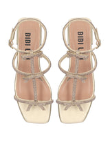 Sandalo Gioiello Bibi Lou Poline Oro – Tacco 3 cm con Fiocchi Intrecciati e Strass