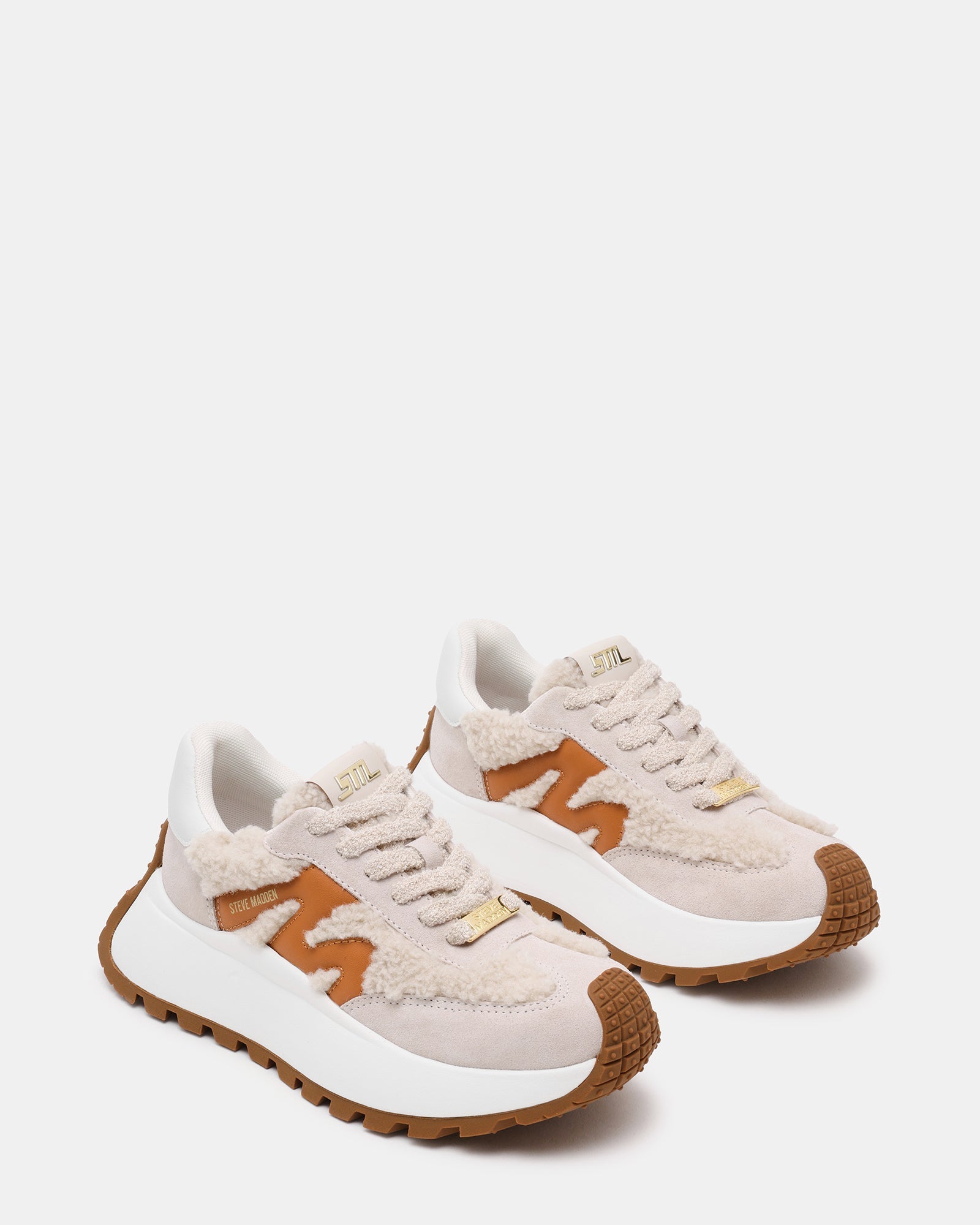Sneakers Chunky Donna Steve Madden Supercampo F Bone in Camoscio e Shearling – Platform Tacco 6,5 cm
