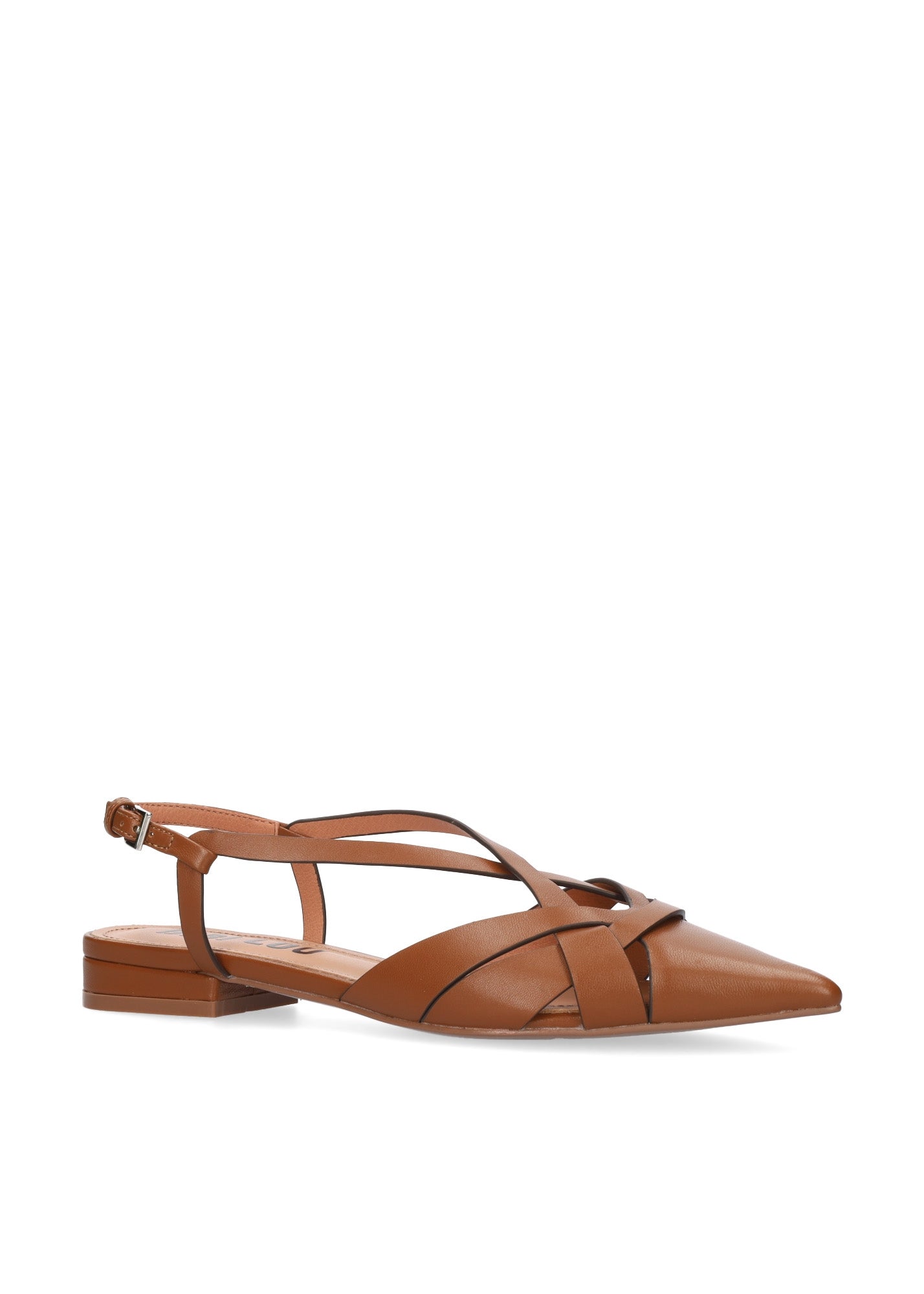 Ballerine Bibi Lou Nolia Flat – In Pelle Liscia Cuoio con Stringhe Incrociate