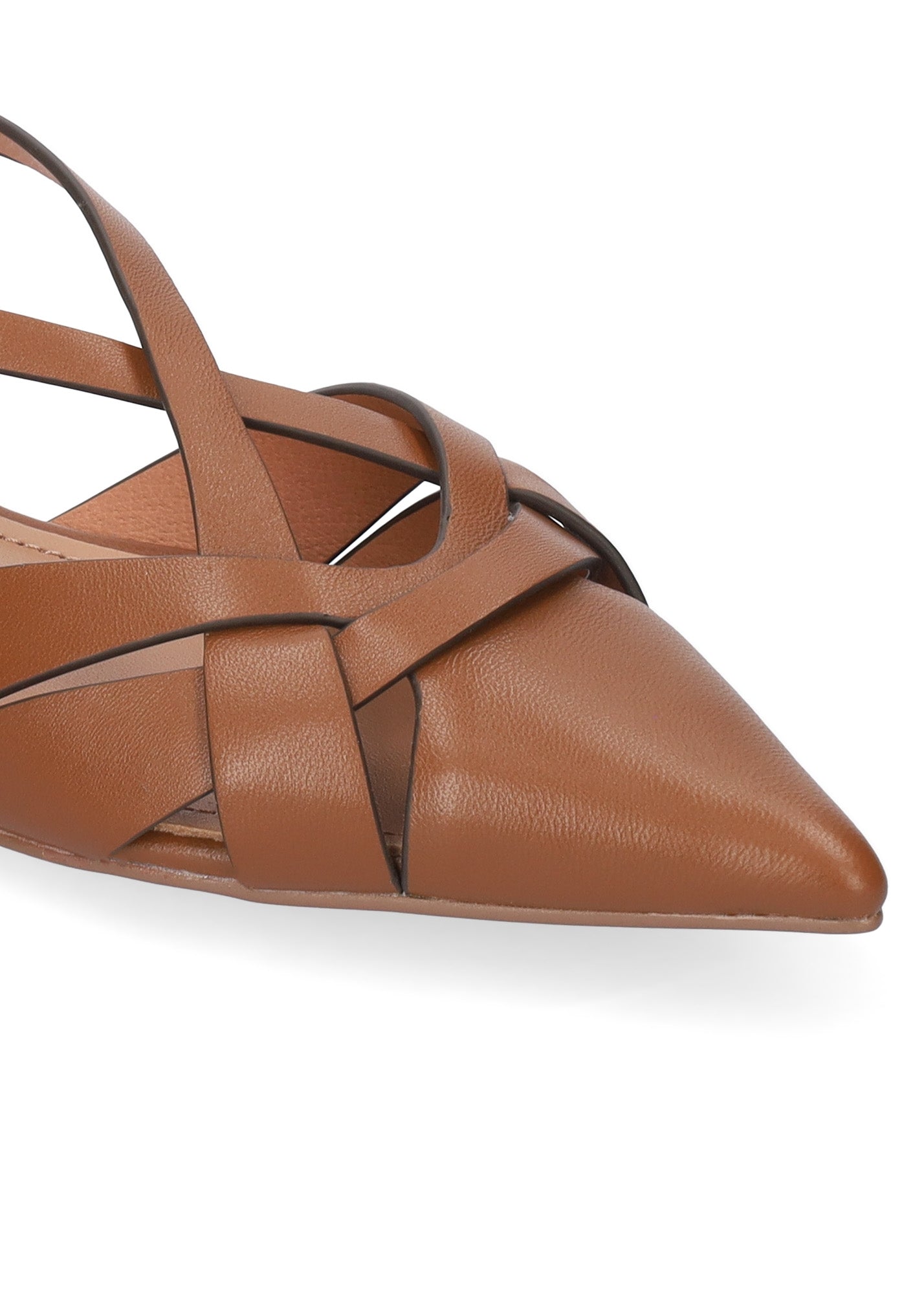 Ballerine Bibi Lou Nolia Flat – In Pelle Liscia Cuoio con Stringhe Incrociate