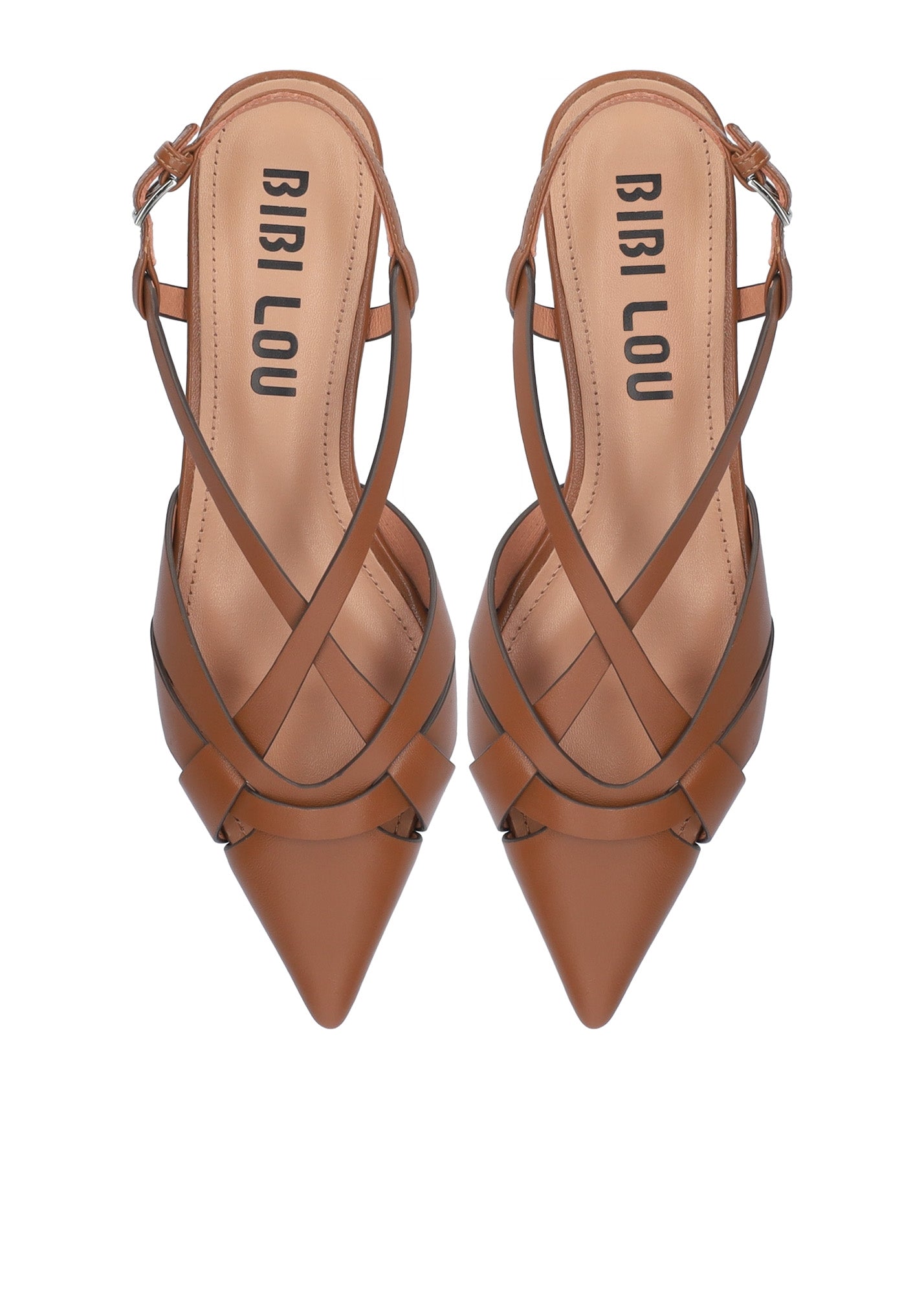 Ballerine Bibi Lou Nolia Flat – In Pelle Liscia Cuoio con Stringhe Incrociate