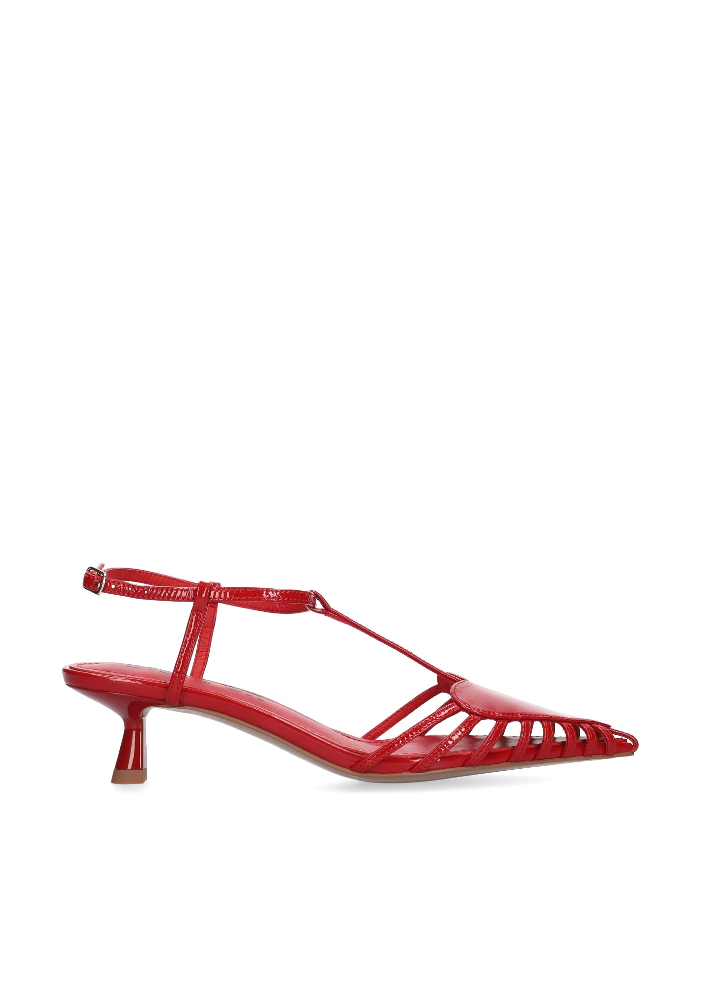 Slingback Bibi Lou May – Tacco Medio e Satin Rosso con Maxi Cuore