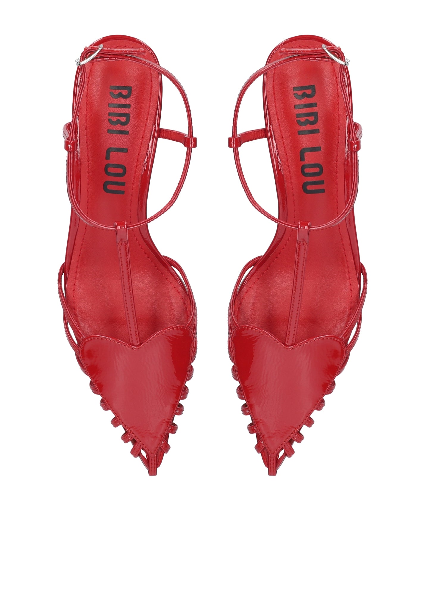 Slingback Bibi Lou May – Tacco Medio e Satin Rosso con Maxi Cuore
