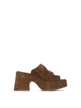 Sandali Sabot Antilope Testa di Moro – Sabot Alto in Camoscio con Tacco e Plateau Rivestiti