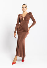 Carica l&#39;immagine nel visualizzatore di Gallery, Abito midi Dress Tessa marrone Aniye By