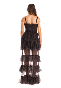 aaaaaAbito lungo tulle balze nero Silence Limited